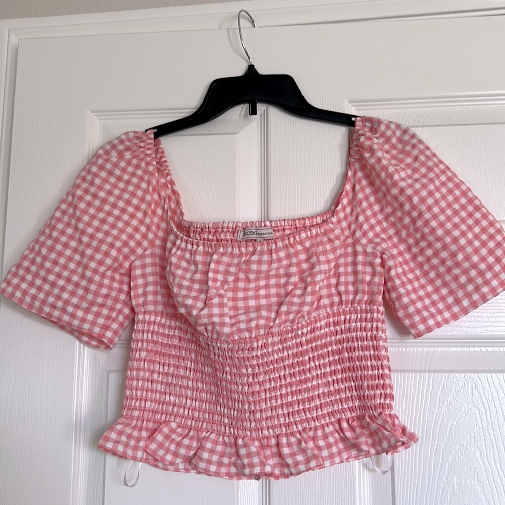 Gingham Blouse with elastic bodice